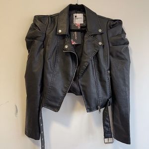 Nasty Gal Act Puff Faux Leather Moto Jacket
